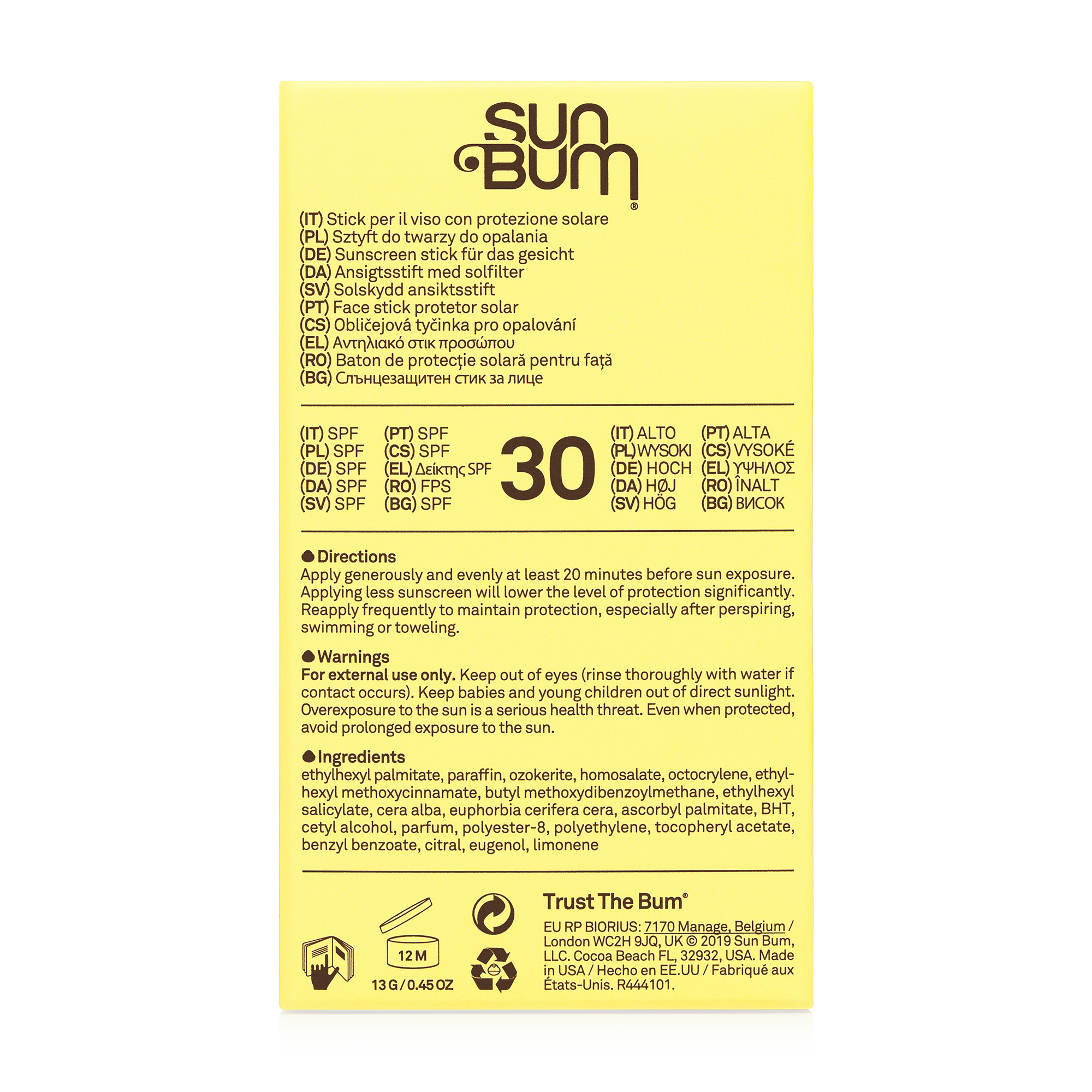 30 SPF סטיק הגנה לפנים SUNBUM